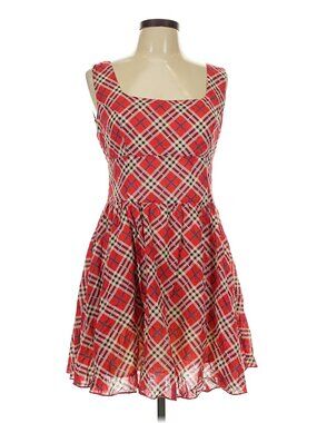 Y Apparel Red Multicolor Plaid Dress - Size L (Juniors)